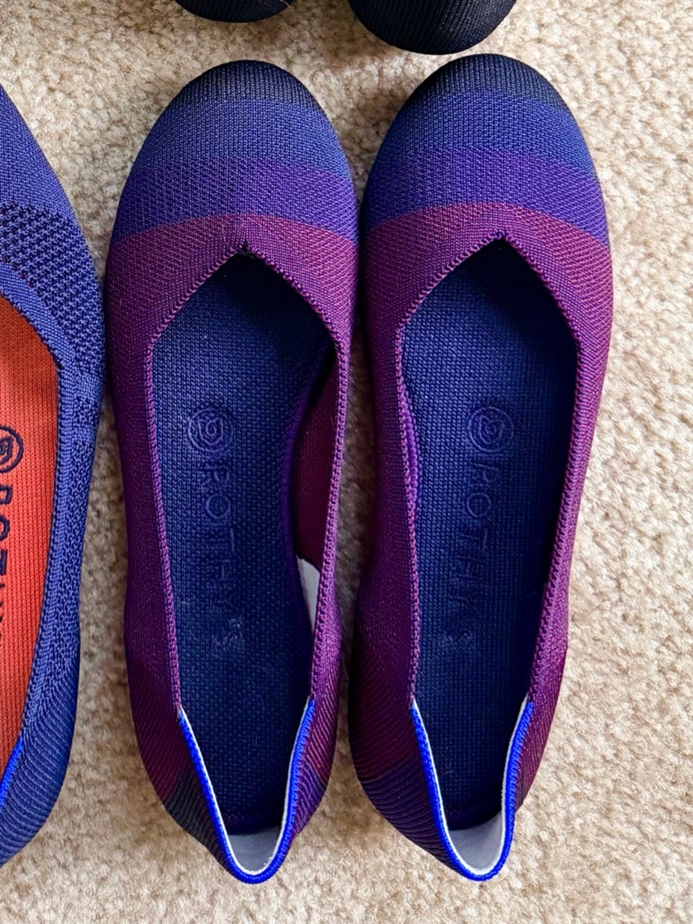 Rothys blackberry captoe flats